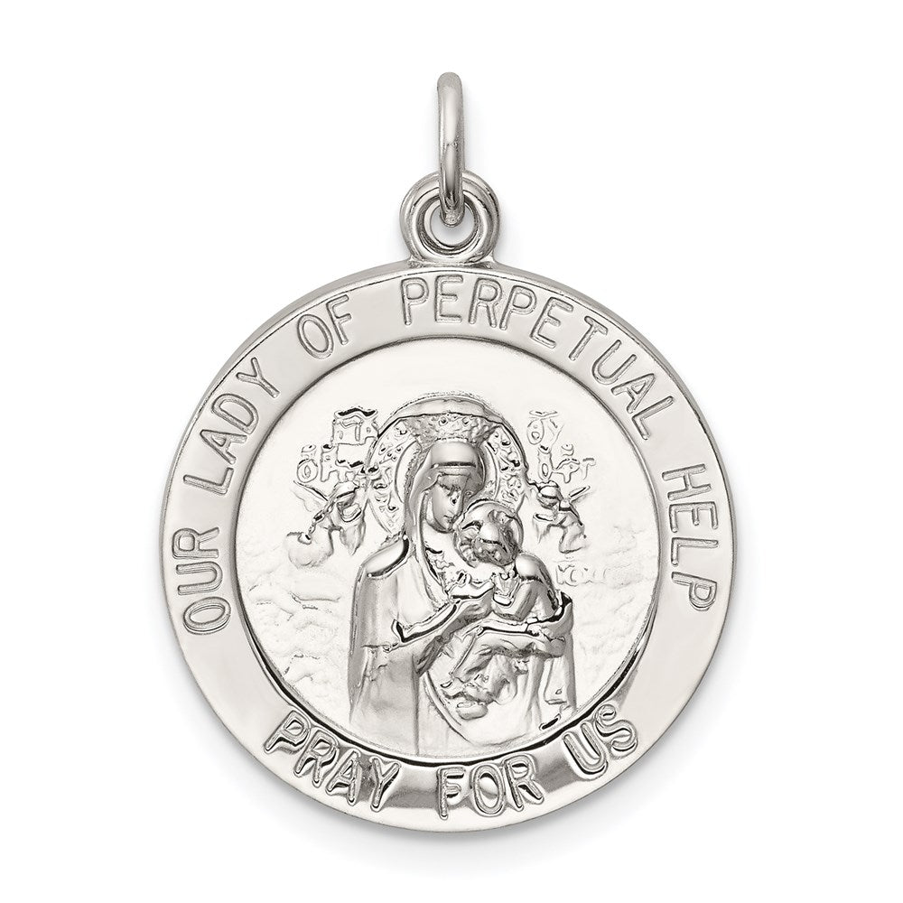 Sterling Silver Our Lady of Perpetual Help Medal, 26 x 18 mm