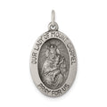 Sterling Silver Antiqued Our Lady of Mt.Carmel Medal, 24 x 13 mm