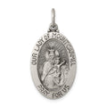 Sterling Silver Antiqued Our Lady of Mount Carmel Medal, 31 x 16 mm