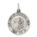 Sterling Silver Antiqued Our Lady of Perpetual Help Round Medal, 24 x 13 mm