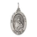 Sterling Silver Antiqued Our Lady of Perpetual Help Medal, 31 x 16 mm