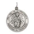 Sterling Silver Antiqued De La Providencia Medal, 22 x 25 mm