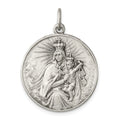 Sterling Silver Antiqued Our Lady of the Holy Scapular Medal, 24 x 24 mm
