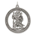 Sterling Silver Antiqued Saint Christopher Medal, 33 x 23 mm