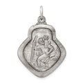 Sterling Silver Antiqued Saint Christopher Medal, 47 x 37 mm