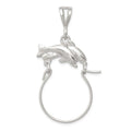 Sterling Silver Dolphin Charm Holder, 49 x 24 mm