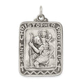 Sterling Silver Antiqued Saint Christopher Medal, 41 x 26 mm