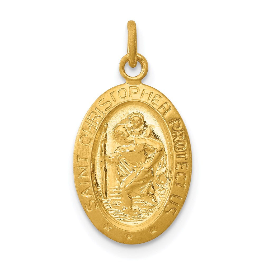 24k Gold-plated Sterling Silver Saint Christopher Medal, 20 x 10 mm