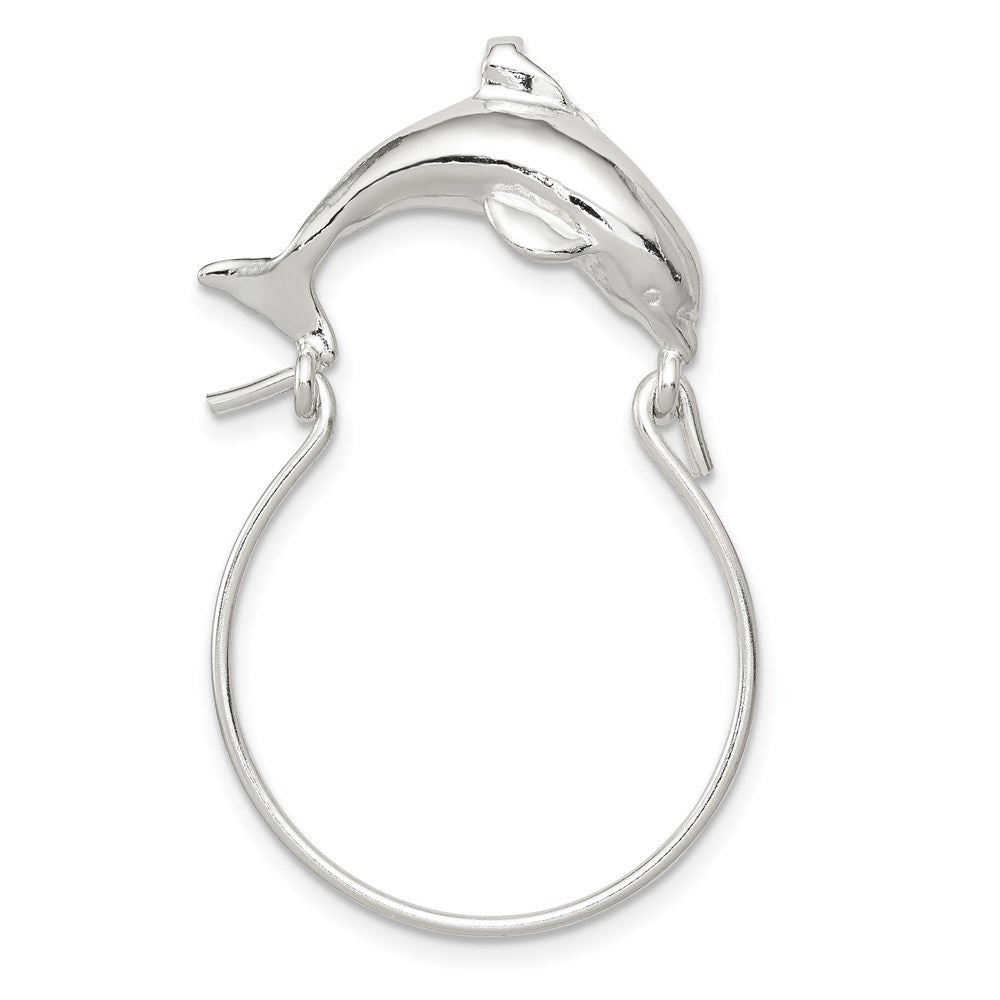 Sterling Silver Dolphin Charm Holder, 37 x 25 mm