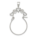 Sterling Silver Heart Charm Holder, 33.3 x 21.4 mm