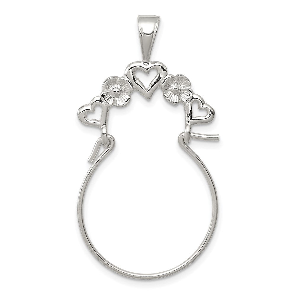 Sterling Silver Heart Charm Holder, 33.3 x 21.4 mm