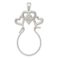 Sterling Silver Heart Charm Holder, 44 x 23 mm