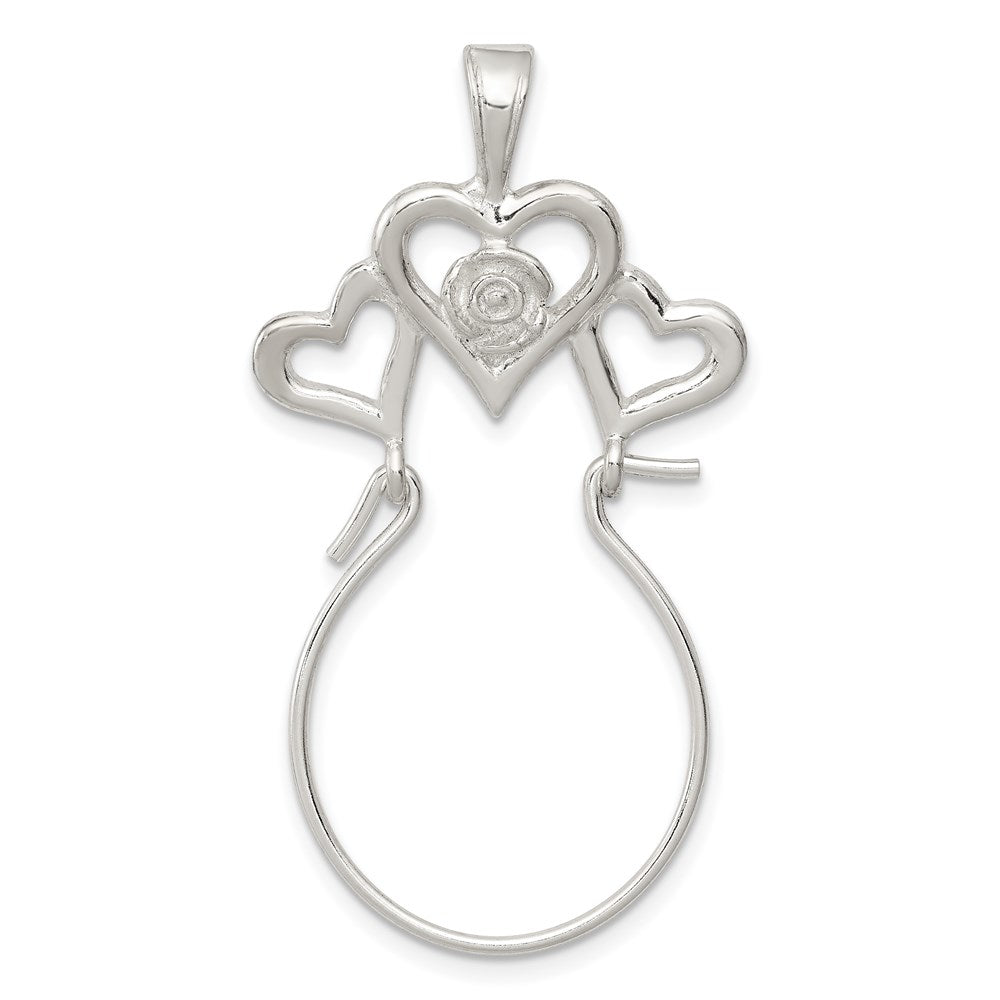 Sterling Silver Heart Charm Holder, 44 x 23 mm