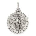 Sterling Silver Antiqued Saint Jude Thaddeus Medal, 26 x 18 mm