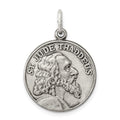 Sterling Silver Saint Jude Thaddeus Antiqued Medal, 26 x 20 mm
