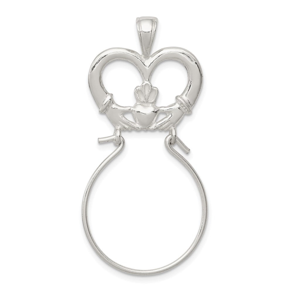 Sterling Silver Claddagh Charm Holder, 45 x 20 mm
