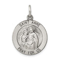 Sterling Silver Antiqued Saint Anne Medal, 25 x 20 mm