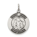 Sterling Silver Antiqued Saint Anne Medal, 26 x 21 mm