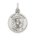Sterling Silver Antiqued Saint Florian Medal, 18 x 12 mm
