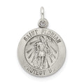 Sterling Silver Antiqued Saint Florian Medal, 22 x 15 mm