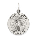 Sterling Silver Antiqued Saint Florian Medal, 26 x 20 mm