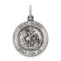 Sterling Silver Antiqued Saint George Medal, 25 x 20 mm