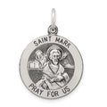 Sterling Silver Antiqued Saint Mark Medal, 25 x 20 mm