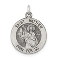 Sterling Silver Antiqued Saint Matthew Medal, 20 x 15 mm