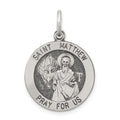 Sterling Silver Antiqued Saint Matthew Medal, 25 x 20 mm