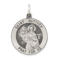 Sterling Silver Antiqued Saint Matthew Medal, 31 x 21 mm