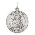 Sterling Silver Antiqued Saint Peter Medal, 31 x 21 mm