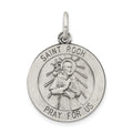 Sterling Silver Antiqued Saint Roch Medal, 26 x 21 mm