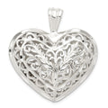 Sterling Silver Filigree Puffed Heart Pendant, 36 x 35 mm