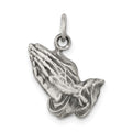 Sterling Silver Antiqued Praying Hands Charm, 20 x 12 mm