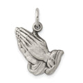 Sterling Silver Antiqued Praying Hands Charm, 20 x 13 mm