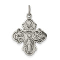 Sterling Silver Antiqued Reservible 4-way Medal, 25 x 18 mm