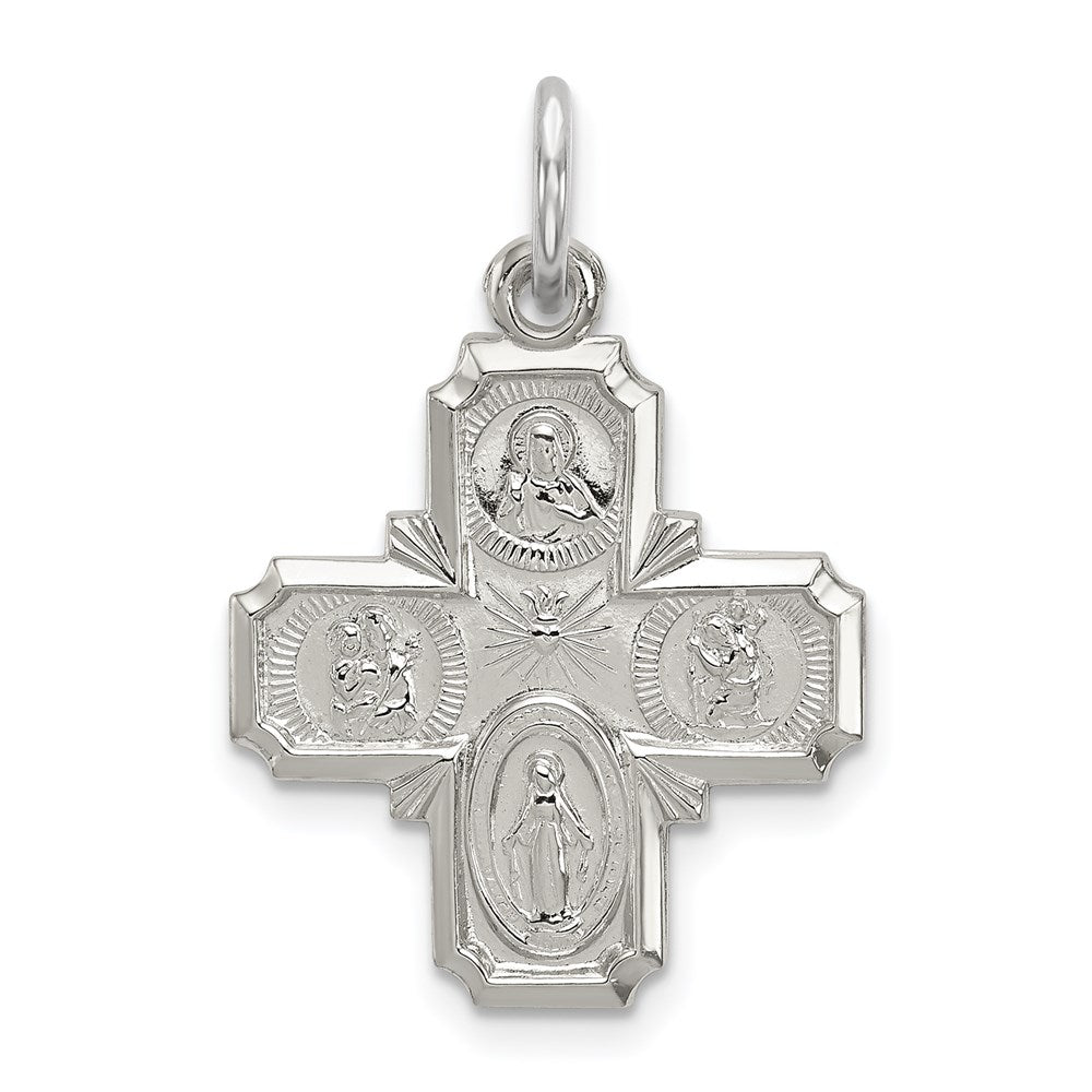 Sterling Silver 4-way Medal, 37 x 20 mm