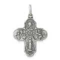 Sterling Silver Antiqued Reversible 4-way Medal, 31 x 20 mm