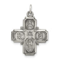 Sterling Silver Antiqued Reversible 4-way Medal, 37 x 20 mm