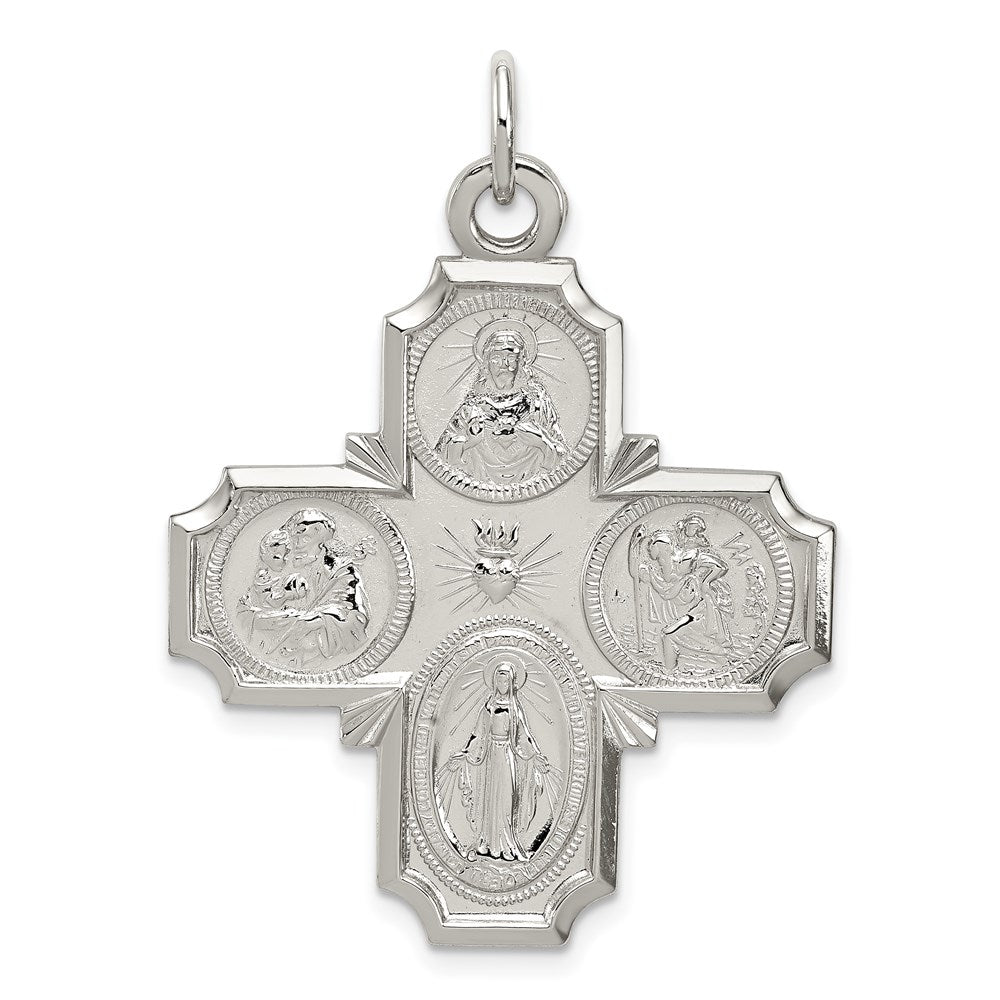 Sterling Silver 4-way Reversible Medal, 35 x 30 mm