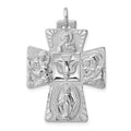 Sterling Silver Rhodium-plated Reversible 4-way Medal, 35 x 22 mm