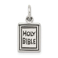Sterling Silver Antiqued Holy Bible Charm, 20 x 10 mm