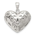 Sterling Silver Filigree Heart Pendant, 25 x 18 mm