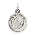 Sterling Silver Antiqued First Holy Communion Medal, 16 x 12 mm