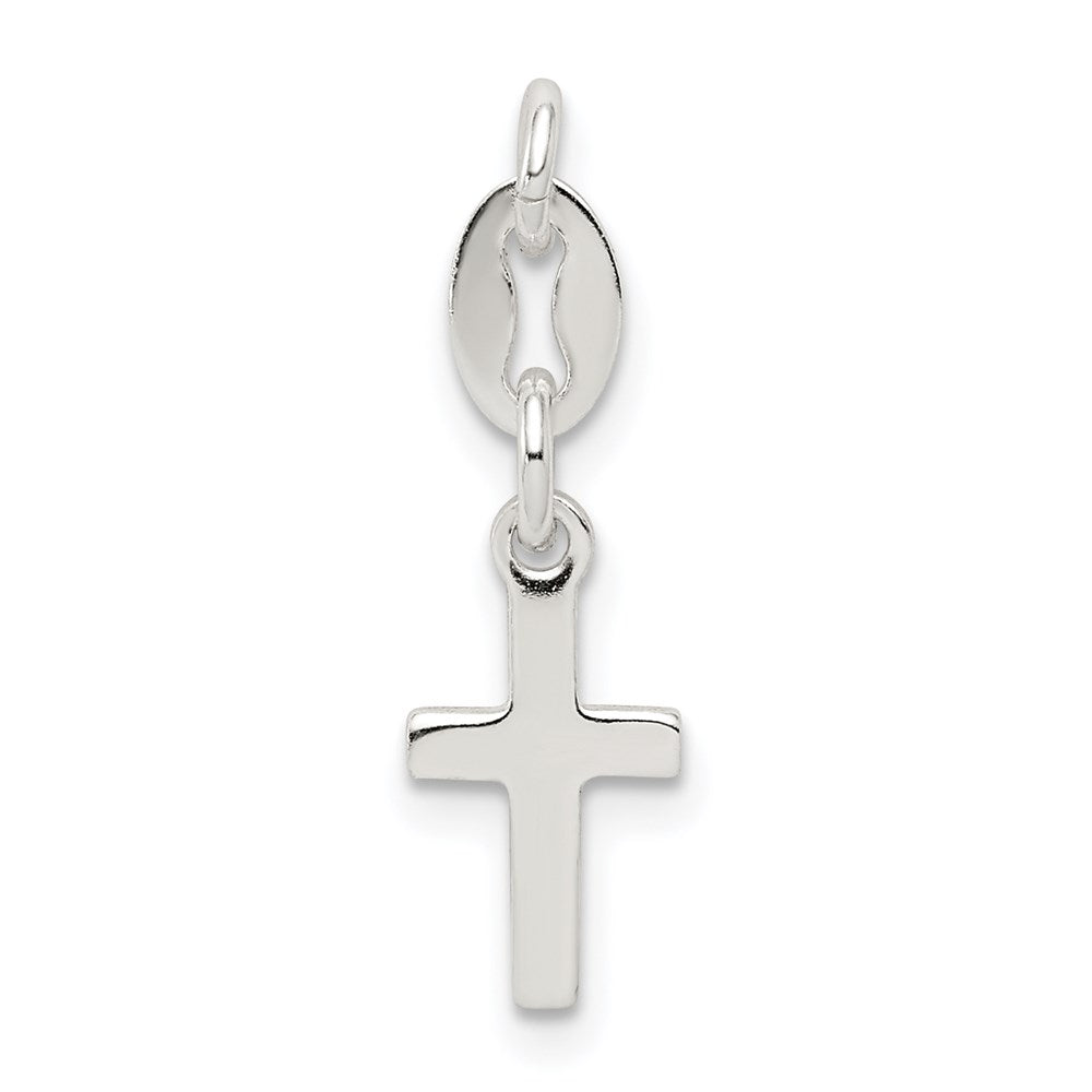 Sterling Silver Cross Charm, 12 x 9 mm