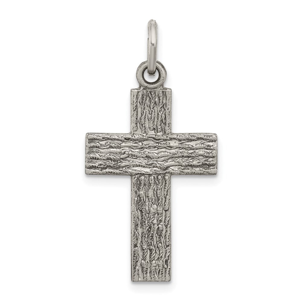 Sterling Silver Antiqued Cross Charm, 27 x 16 mm, 1.35 g