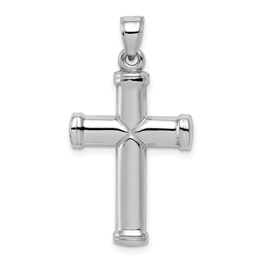 Sterling Silver Rhodium-plated Hollow Reversible Cross Pendant, 35 x 18 mm