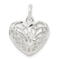 Sterling Silver Filigree Heart Charm, 14 x 15 mm