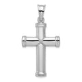 Sterling Silver Rhodium-plated Hollow Reversible Cross Pendant, 48 x 25 mm
