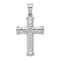 Sterling Silver Rhodium-plated Diamond -cut Reversible Cross Pendant, 48 x 25 mm